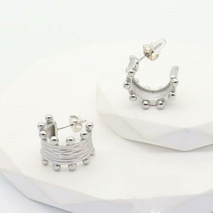 Stainless Steel Luxe-Harmony Hoops/Silver