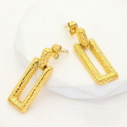 Stainless Steel Luxe-Textured Rectangle