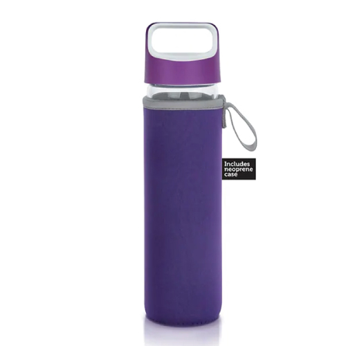 Joy Glass Sports Bottle with Handle – Purple