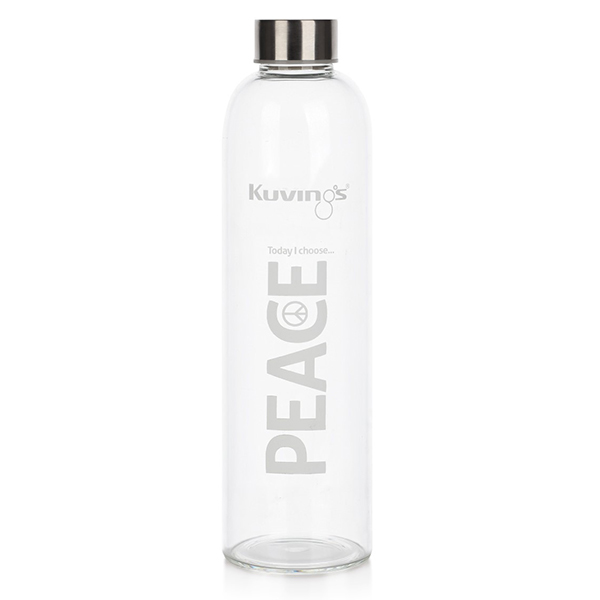 Peace – 1 Litre Glass Bottle with Stainless Steel Lid