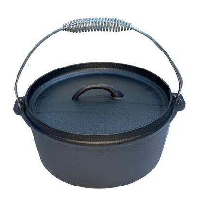 Cast Iron Dutch Oven Pan 25 x 10cm With Two Side Handles and Hanger