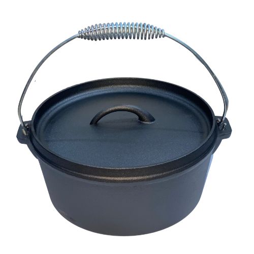 Cast Iron Dutch Oven Pan 25 x 10cm With Two Side Handles and Hanger