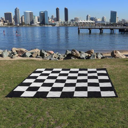 Commercial Grade Roll Up Giant 2.4m x 2.4m Chess Board with Rubberized Squares and Safety Edge Ramps