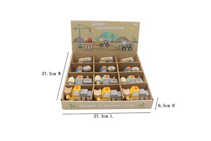 Wooden Wind-up Construction Trucks