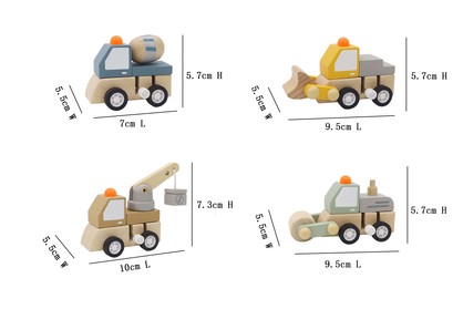 Wooden Wind-up Construction Trucks