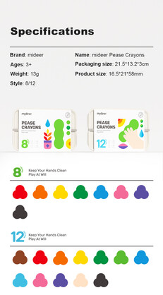 Mideer Peas Crayons - 12 Colours