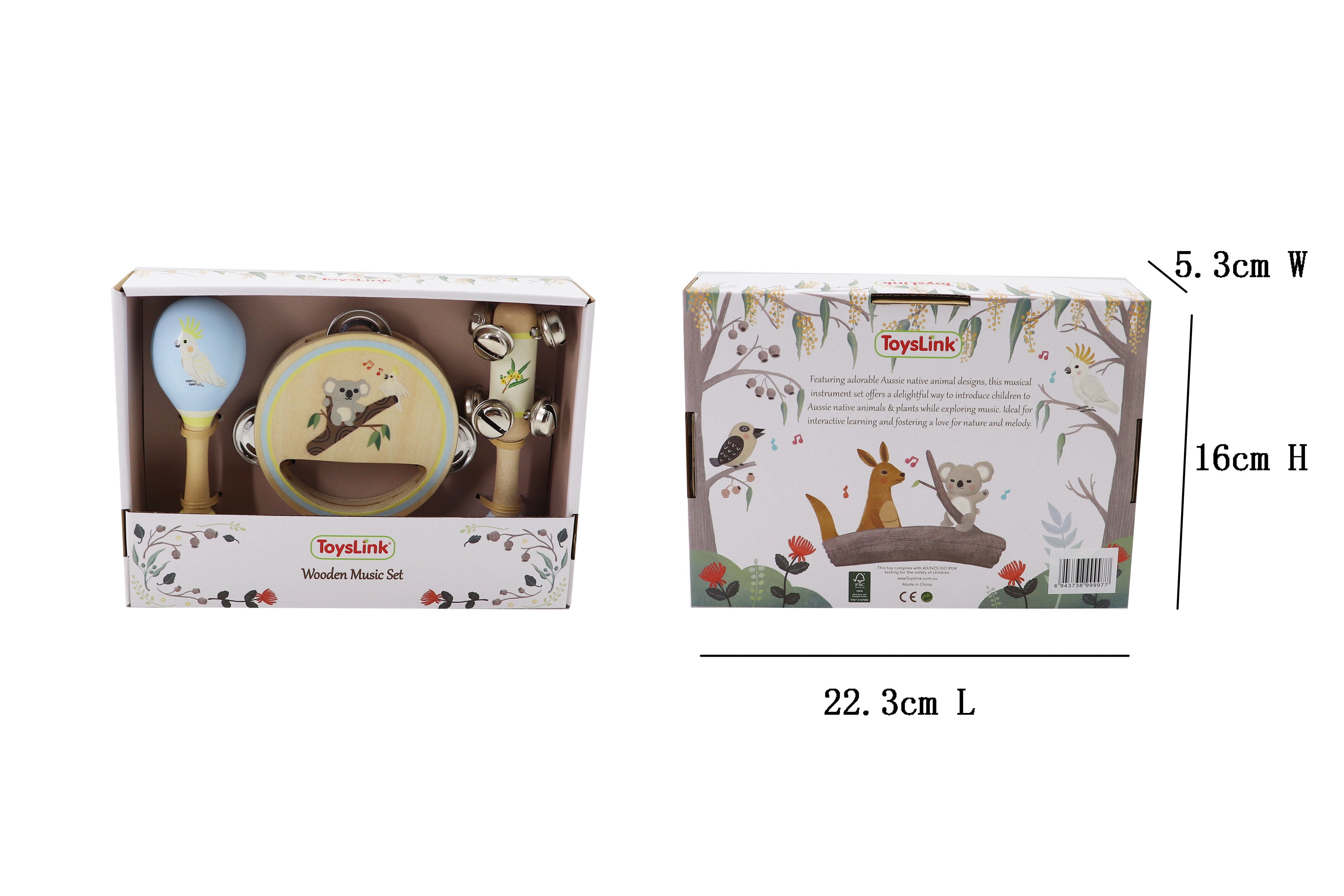 Australian Fauna and Flora Musical Set-Koala, Cockatoo & Wattle