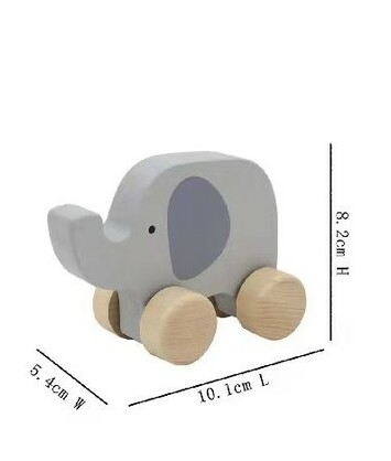 Wooden Wheelie Rabbit & Elephant