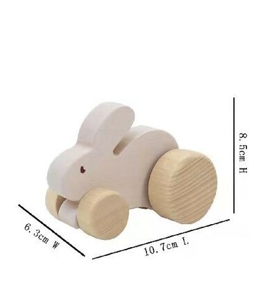 Wooden Wheelie Rabbit & Elephant
