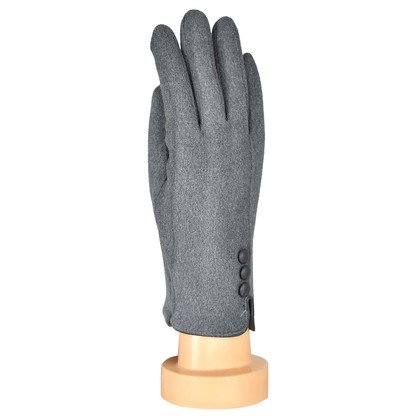 THSG1042: Grey: Three Buttons Gloves