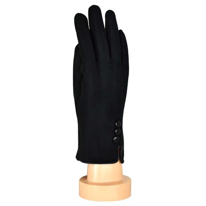 THSG1043: Black: Three Buttons Gloves