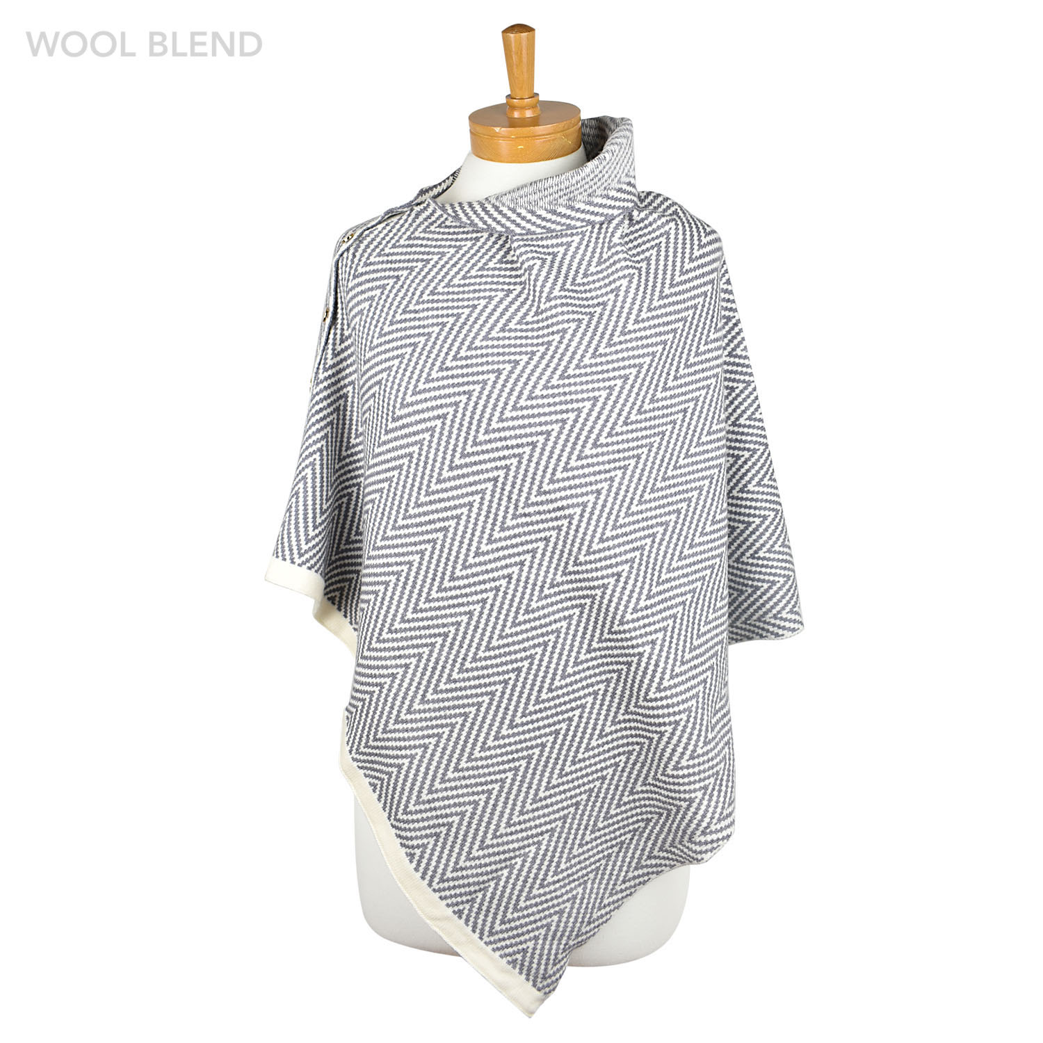 THSP2024: Grey: Herringbone w Button Poncho