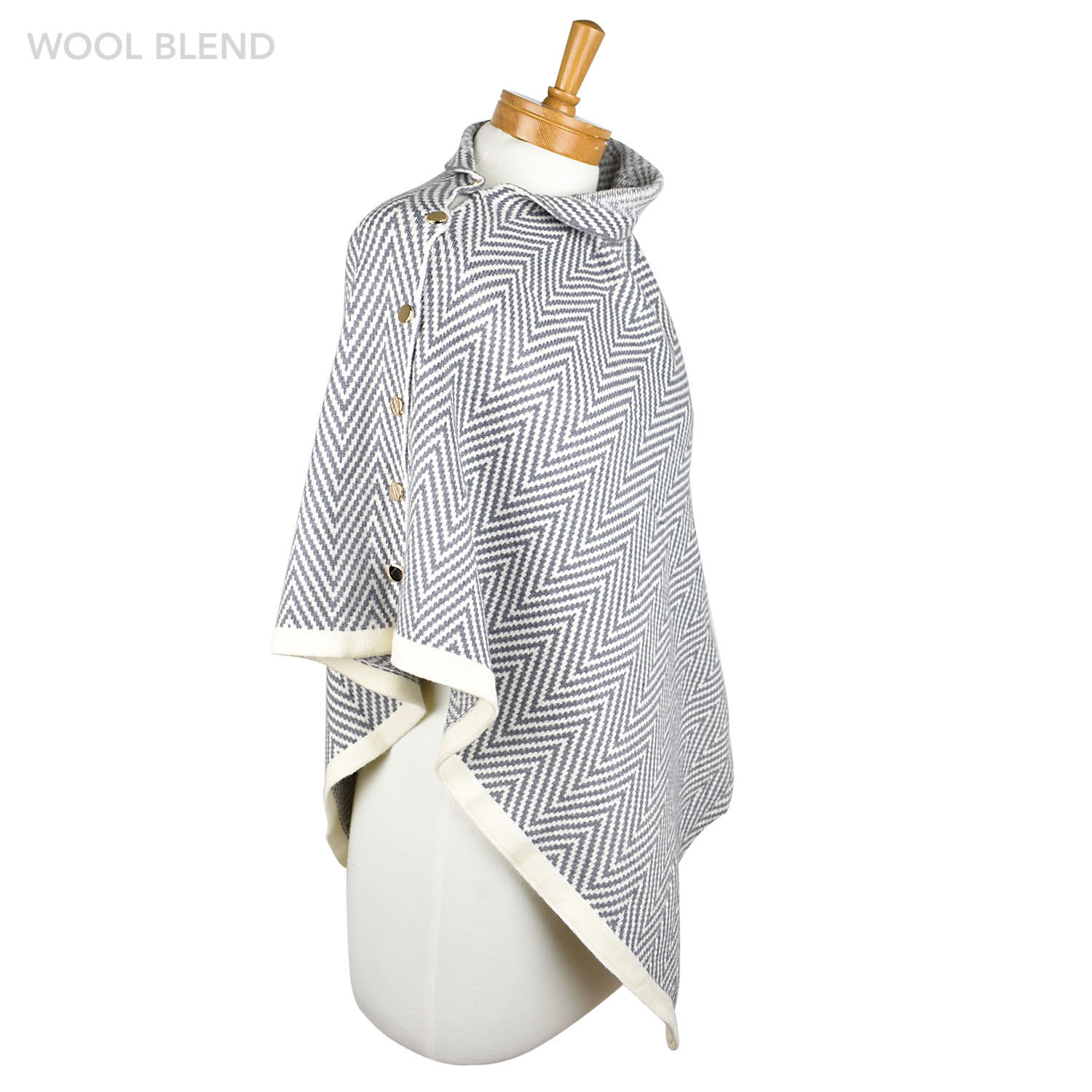 THSP2024: Grey: Herringbone w Button Poncho