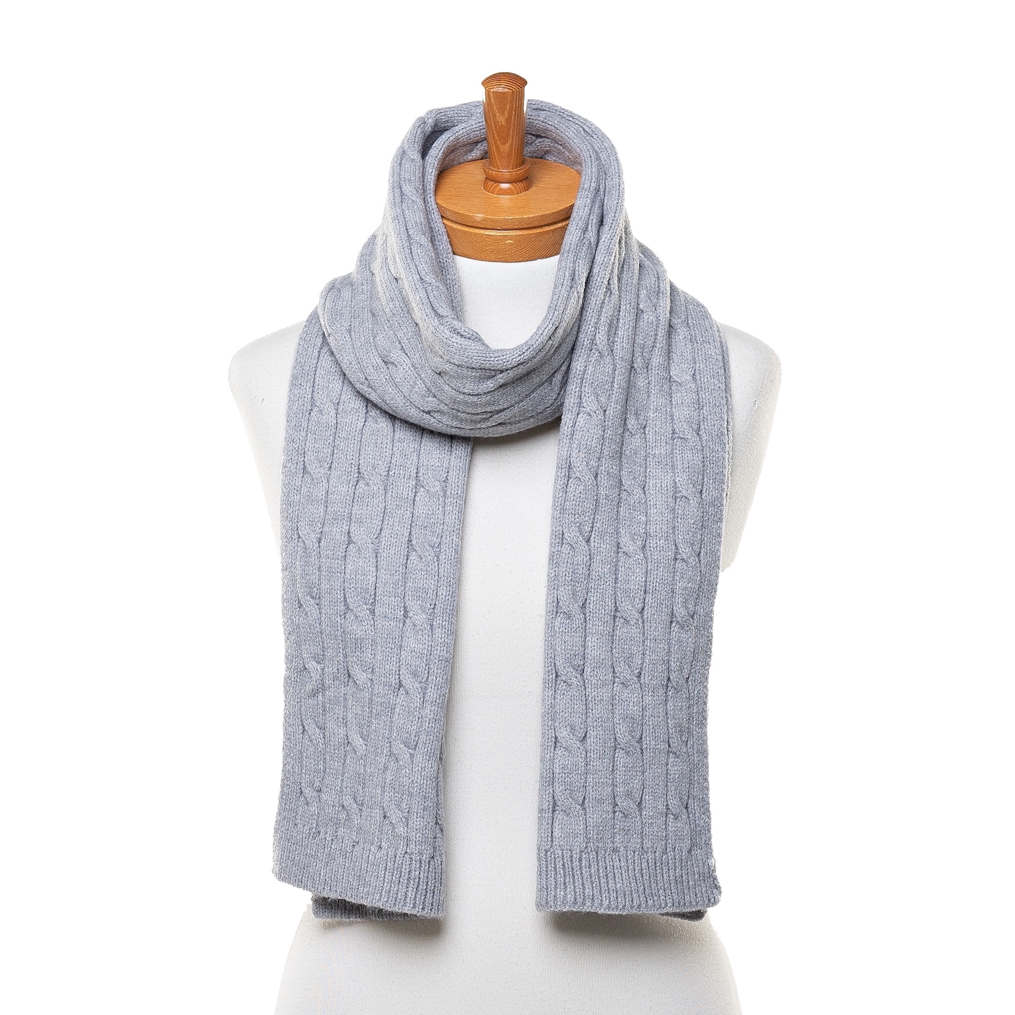 THSS2549HXGrey: Grey: Braid Knit Scarf