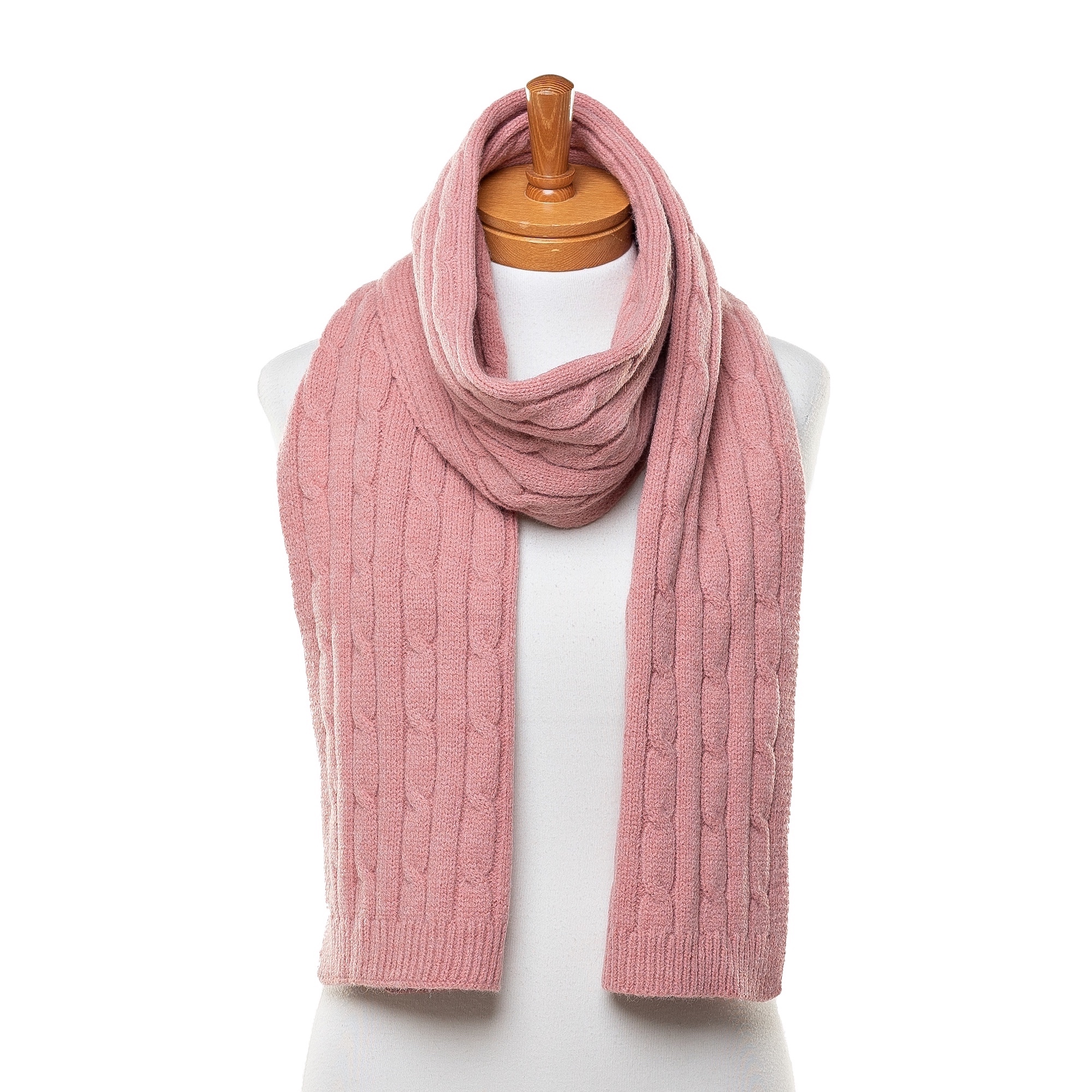 THSS2552HX: Blush Pink : Braid Knit Scarf