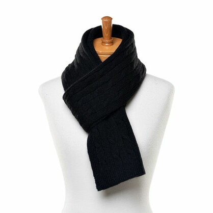 THSS2550HXBlack: Black: Braid Knit Scarf