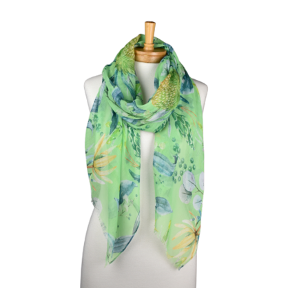 THSS2567: Green: Native Australian Flower Scarf