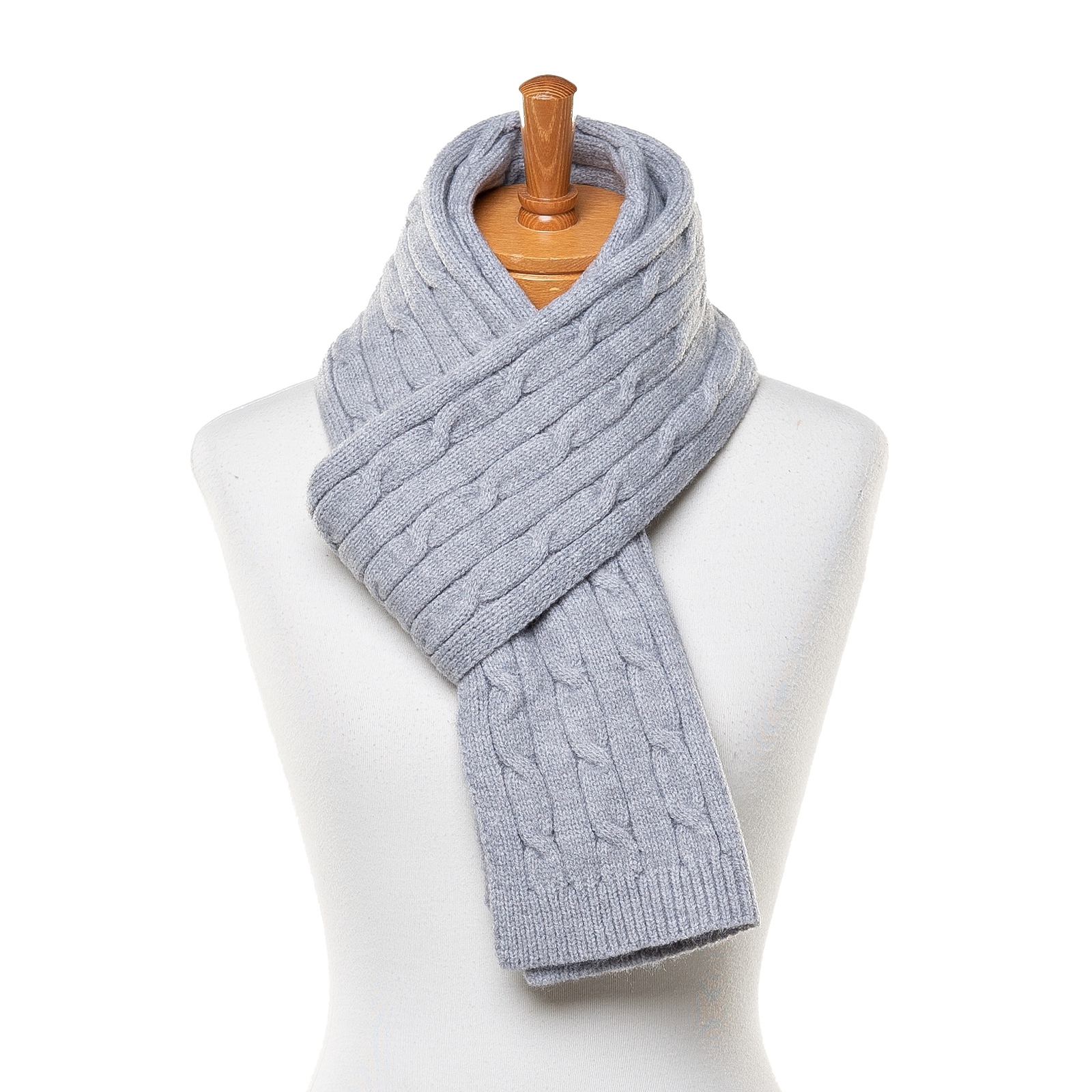 THSS2549HXGrey: Grey: Braid Knit Scarf