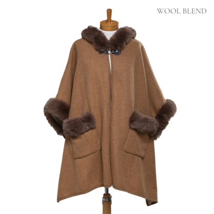 archive poncho fur cape coat bk