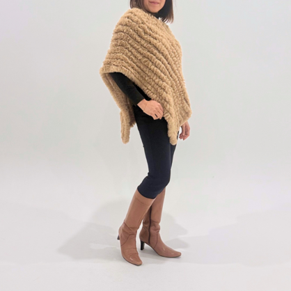 THSP1063: Camel: Plush Faux Fur Poncho