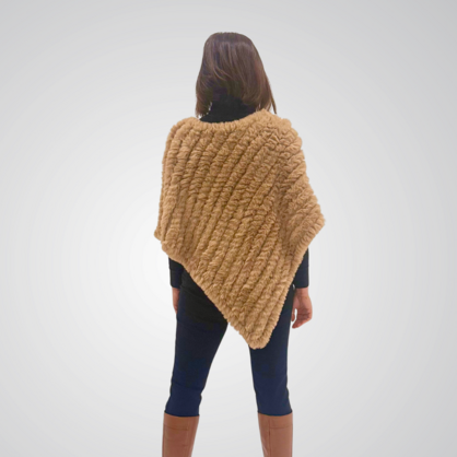 THSP1063: Camel: Plush Faux Fur Poncho