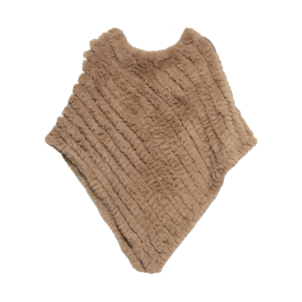 THSP1063: Camel: Plush Faux Fur Poncho