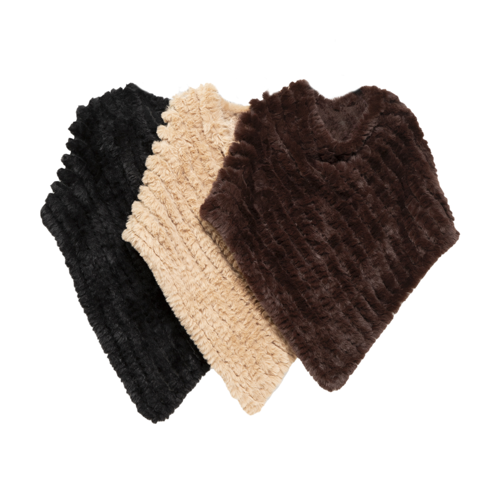THSP1063: Camel: Plush Faux Fur Poncho