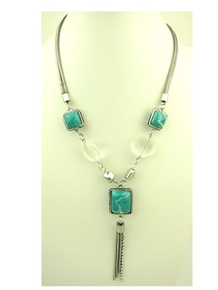 Elegant Necklace With Marble Patterned Stones