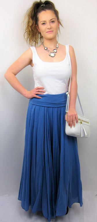 Italian Cotton Flexible Size Flowing Maxi Skirt