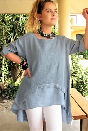 L350-Italian Linen Stylish Designer Overlay Top (S/M - 8-14)