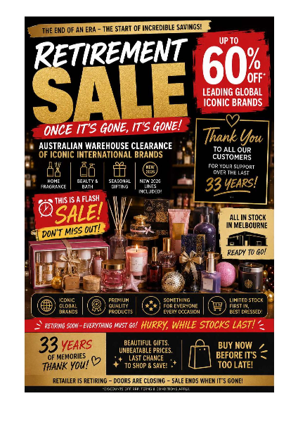 Fine Fragrance Company & Cool Brands Australia - COOL BRANDS AUSTRALIA - RETIREMENT SALE