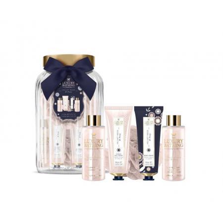 LUXURY BATHING COMPANY VELVET ROSE & PEONY ULTIMATE B/SET - 100ML B/WASH , 100ML BATH SOAK, 50ML HAND & NAIL CREAM, 50ML B/CREAMAND A BODY