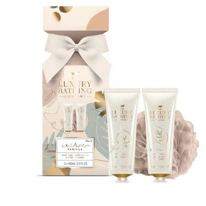 LUXURY BATHING COMPANY WARM VANILLA CRACKER SET - 100ML B/WASH , 100ML B/CREAMAND A BODY POLISHER
