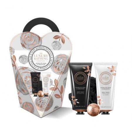 LUXURY BATHING COMPANY SPARKLING ROSE & GERANIUM MINI REVIVE SET -