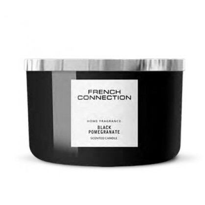 FRENCH CONNECTION BLACK & WHITE CANDLE 431G BLACK POMEGRANAT