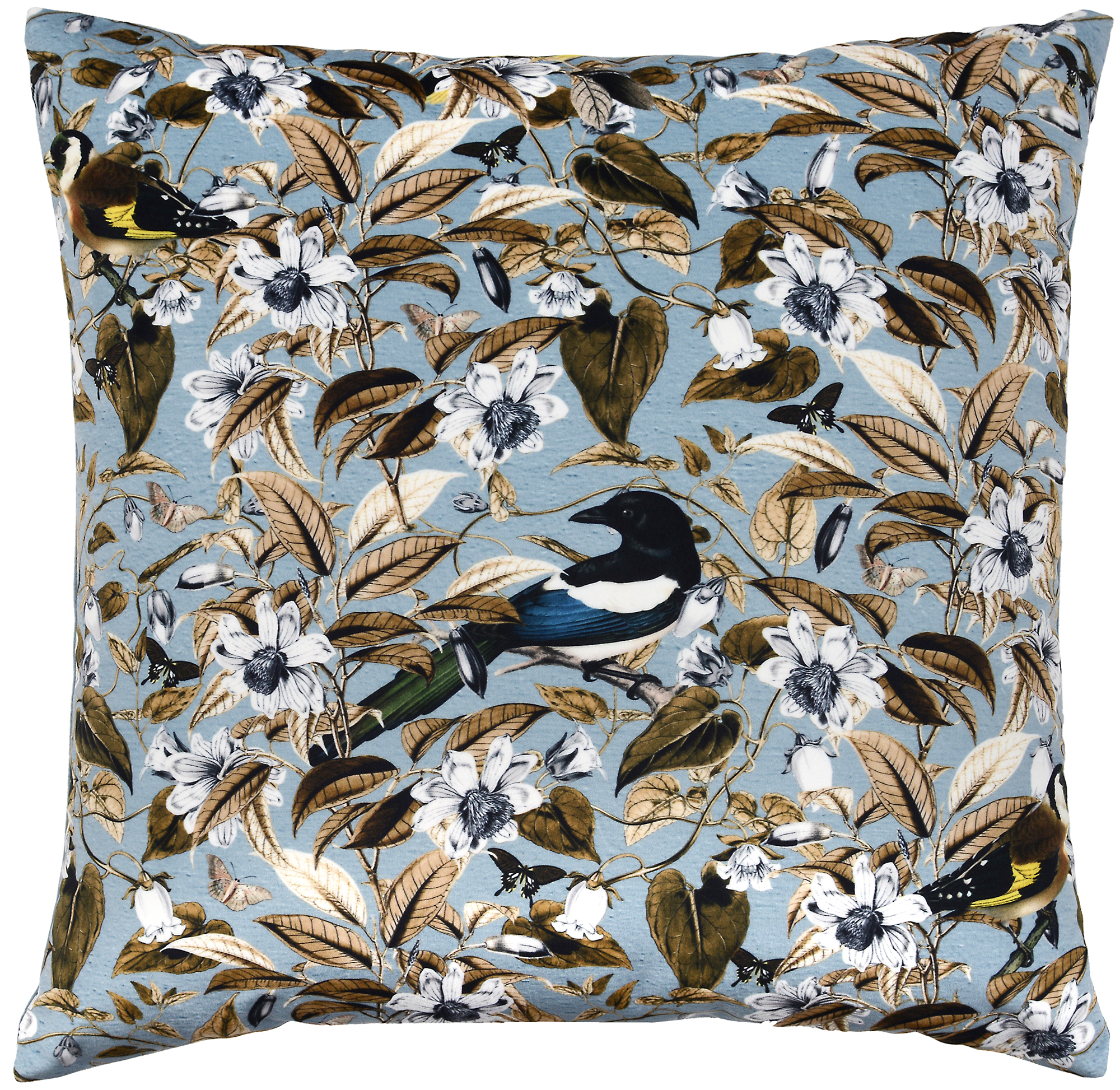 Floral Birds, Blue - square
