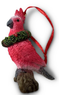 Pink Galah w Wreath HO 8cm