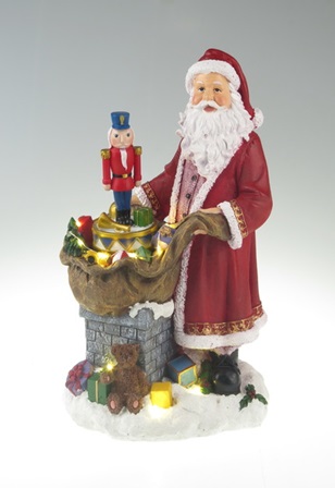 Santa w gifts & nutcraker LED