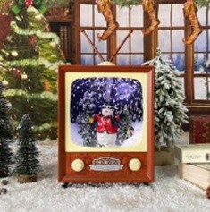 Snow Retro TV w Snowman Scene