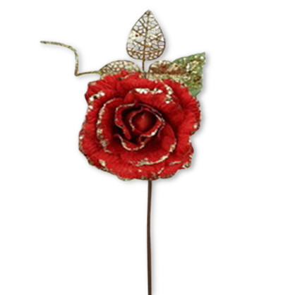 Rose Clip Leaf 27cm Red