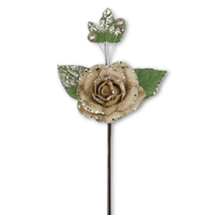 Rose w Leaf 38cm Champ