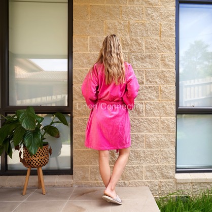 VELVET ROBE KIMONO PLAIN DYE PINK