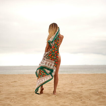 Cotton Sarong | Block Print Sarong Pareo | Cotton Boho Scarf | Neck Head Wrap|Beach Sarong - SAR05