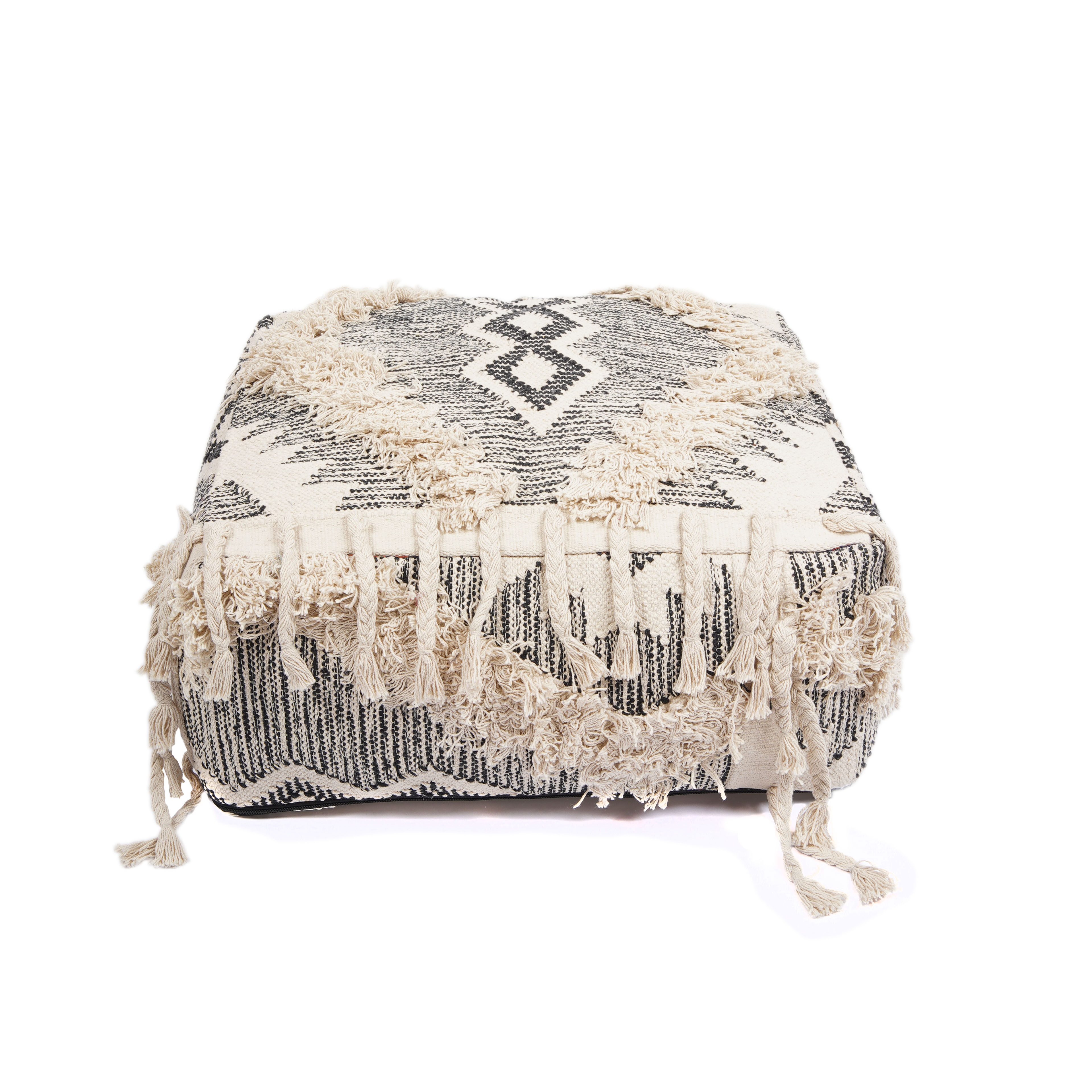 Stunning Moroccan Cushion Cover | Shaggy Ottoman| Home Decor Gift - Cream Printed