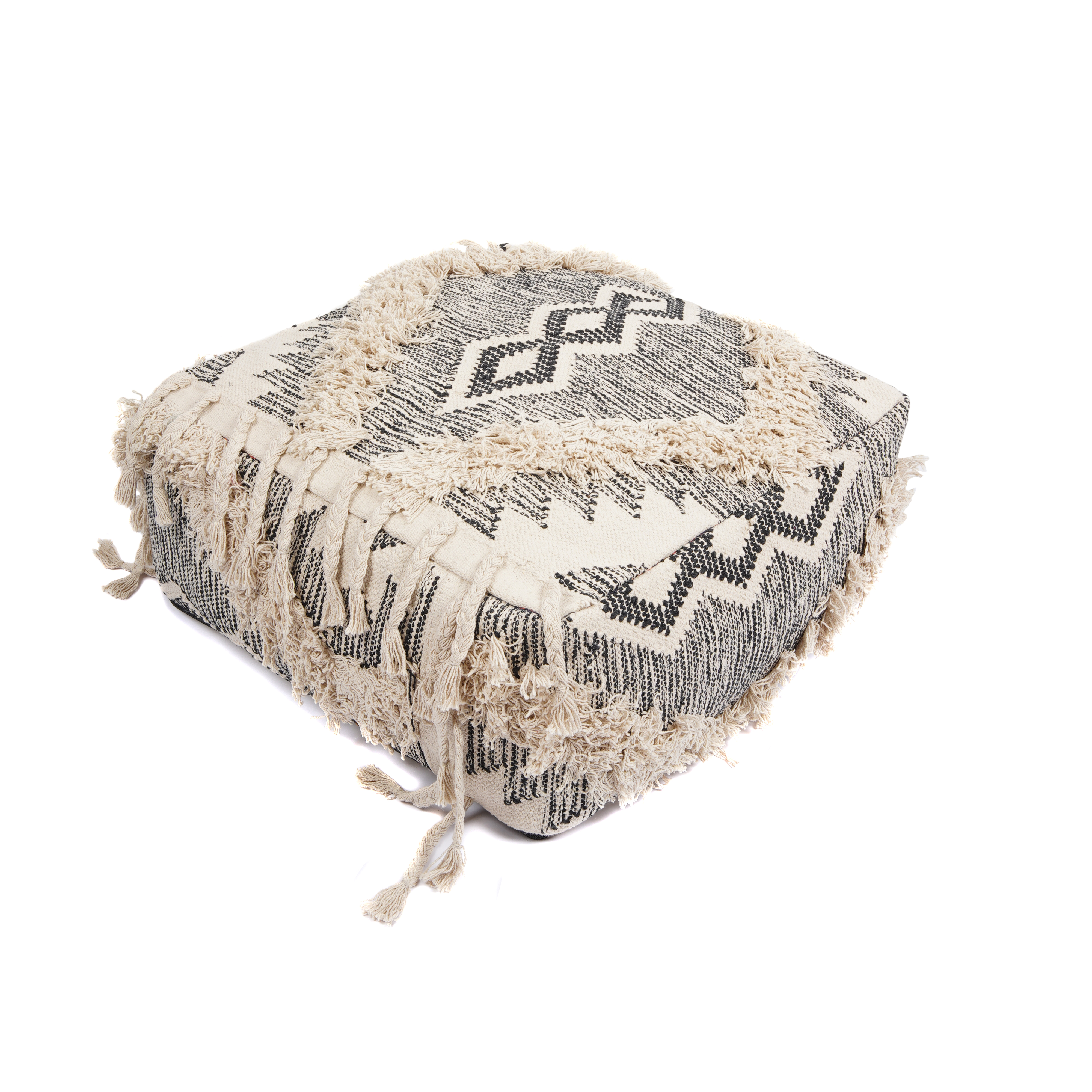 Stunning Moroccan Cushion Cover | Shaggy Ottoman| Home Decor Gift - Cream Printed