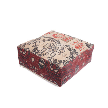 Stunning Moroccan Ottoman | Footstool | Home Decor Gift- Maroon Printed