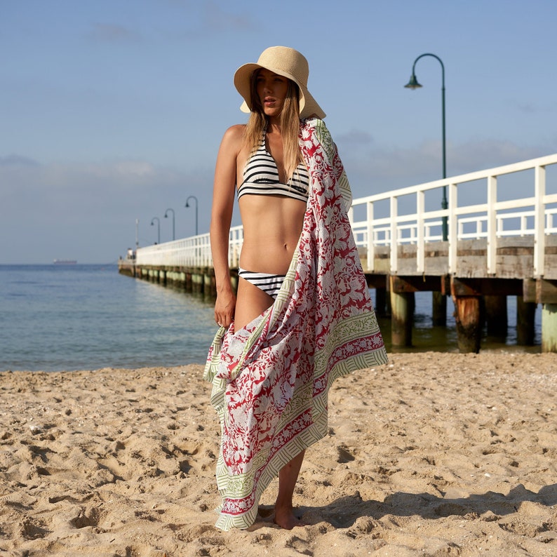 Cotton Sarong | Block Print Sarong Pareo | Cotton Boho Scarf | Neck Head Wrap|Beach Sarong - SAR24