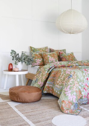 Floral Cotton Quilt Throw Bedspread Block Print Quilt Indian Quilt Comforter Duvet Cover Quilt Gift - Green Cherry Monkey-QT07