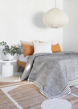 Floral Cotton Quilt Throw Bedspread Block Print Quilt Indian Quilt Comforter Duvet Cover Quilt Gift - Geometric Patch-QT04