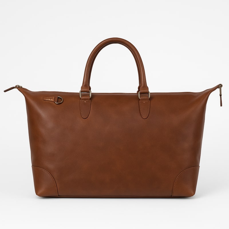 Heritage Tan Leather Weekender Duffle Bag – Handmade Travel Essential